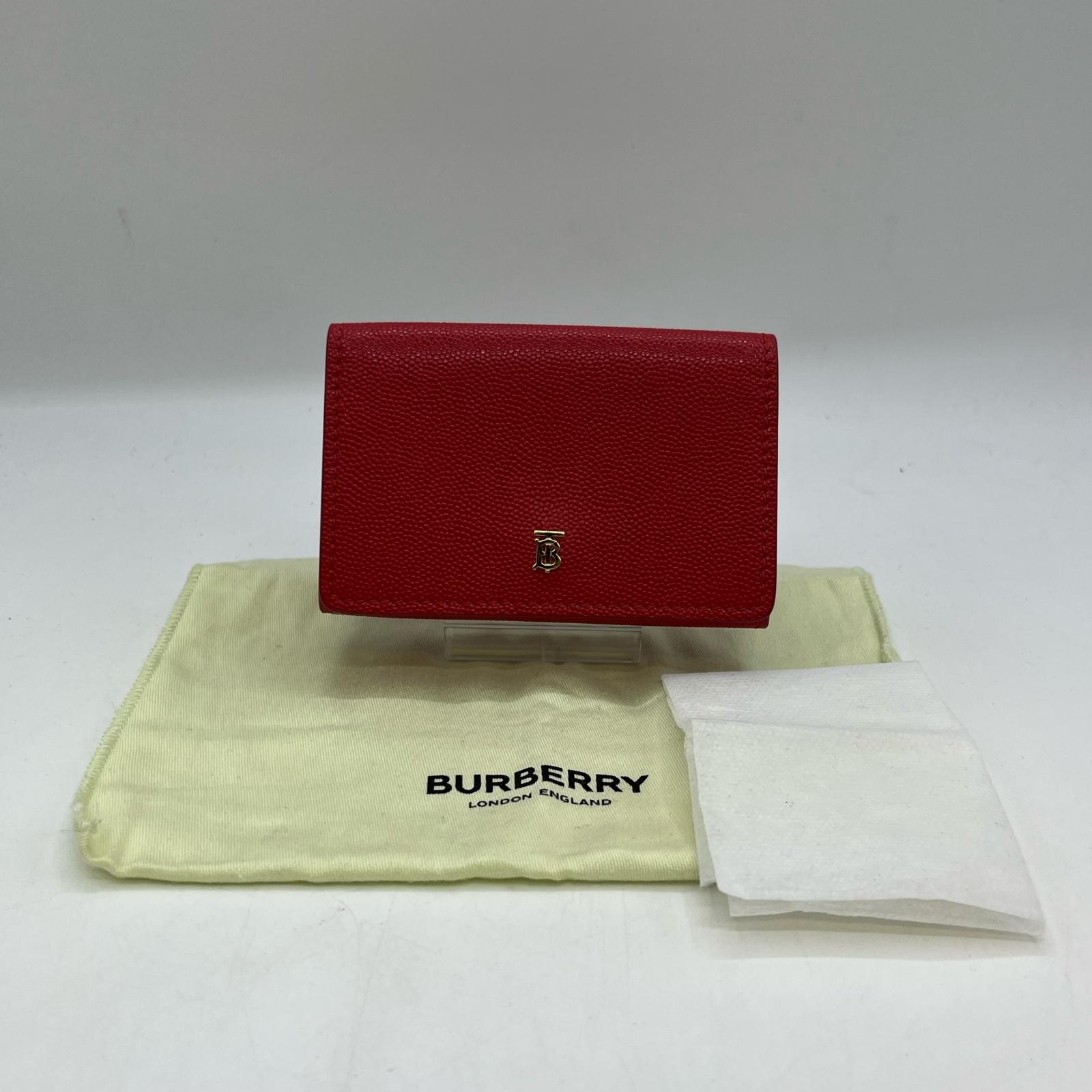 【中古】BURBERRY バーバリー TB 三つ折りサイフ コンパクトウォレット レッド Aランク｜リサイクルビッグバン店