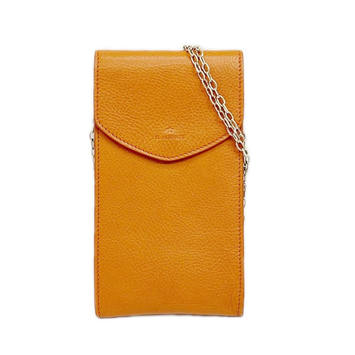 【中古】IL BISONTE イルビゾンテ スマホポーチ クロスショルダーバッグ 美品 オレンジ Aランク｜リサイクルビッグバン店