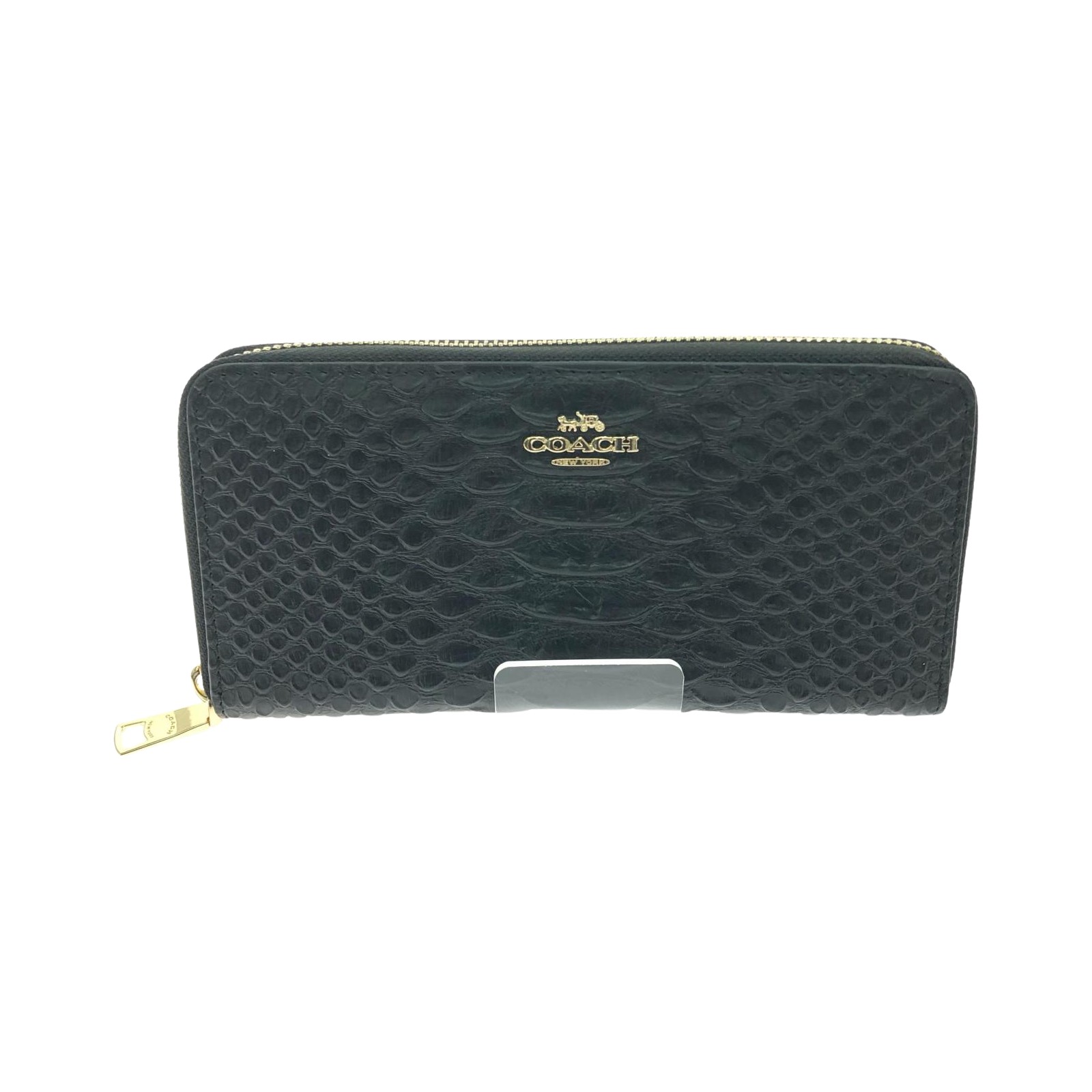 【中古】COACH コーチ ユニセックス 長財布 ラウンドファスナー クロコ型押しレザー F53659 ブラック Aランク|リサイクルビッグバン店