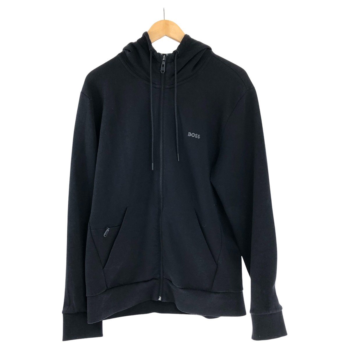 【中古】HUGO BOSS パーカー ジップパーカー SIZE L 古着 ブラック Bランク｜リサイクルビッグバン店