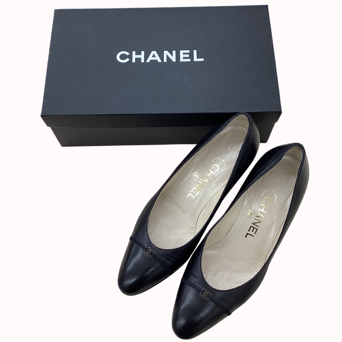 【中古】CHANEL シャネル レディース パンプス ココマーク SIZE 37 レザー ブラック Bランク|リサイクルビッグバン店