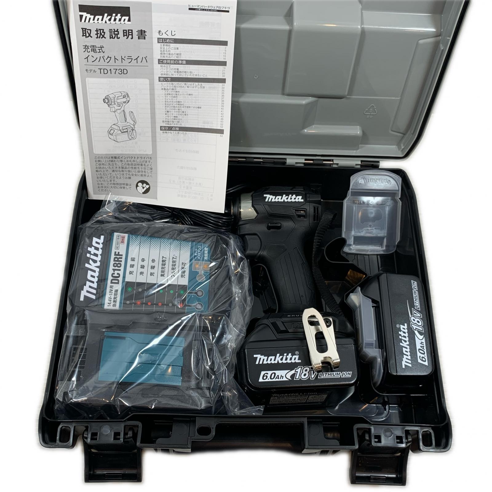 【エントリーポイント10倍|7/19 20:00-7/26 1:59】【送料無料】【中古】MAKITA マキタ 締め付け工具 インパクトドライバ コードレス式 18v 6.0Ah 921173 TD173DRGXB ブラック Sランク|リサイクルビッグバン店