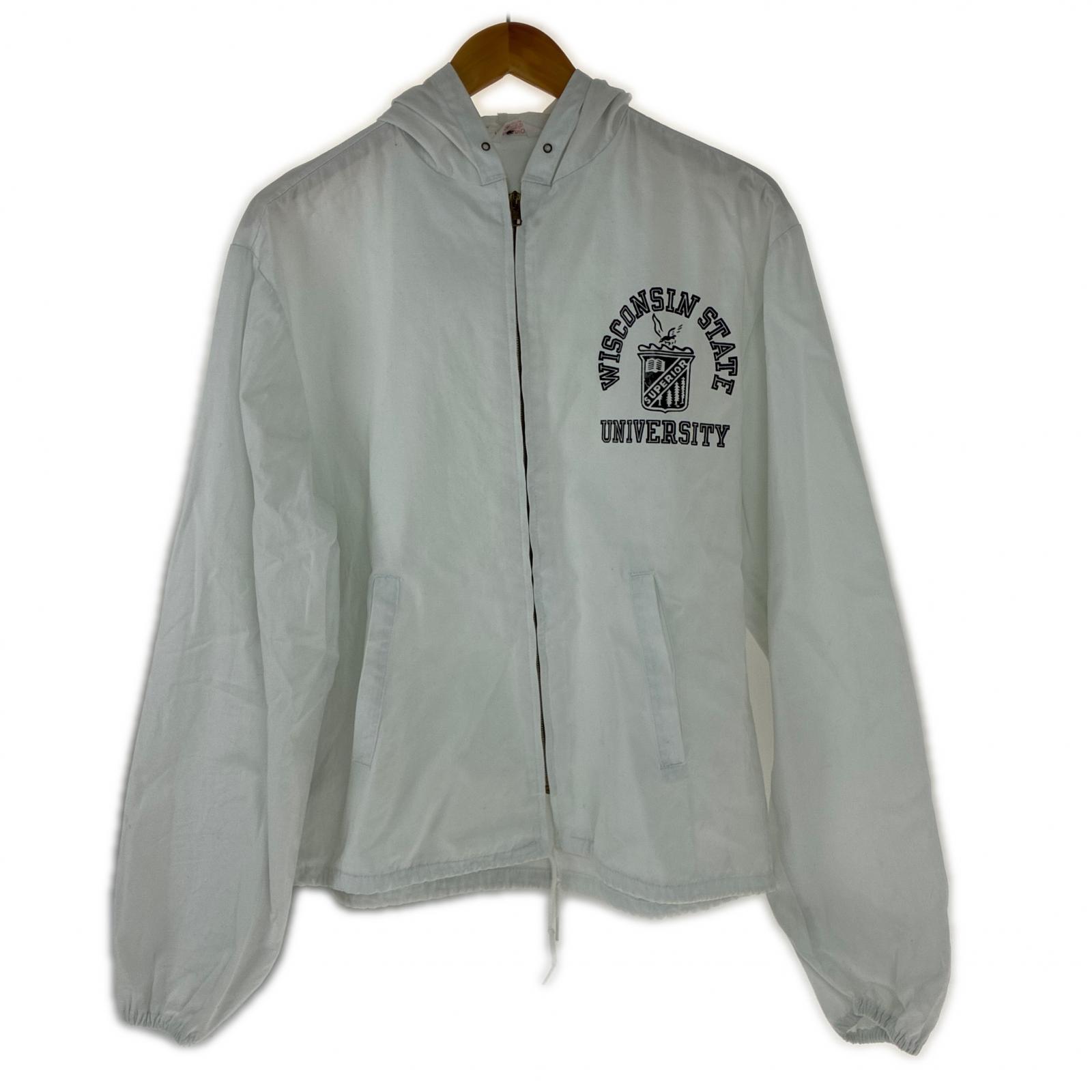 【中古】60s Champion KNITWEAR ジャケット フード付きスイングトップ SIZE L 古着 ホワイト Cランク|リサイクルビッグバン店