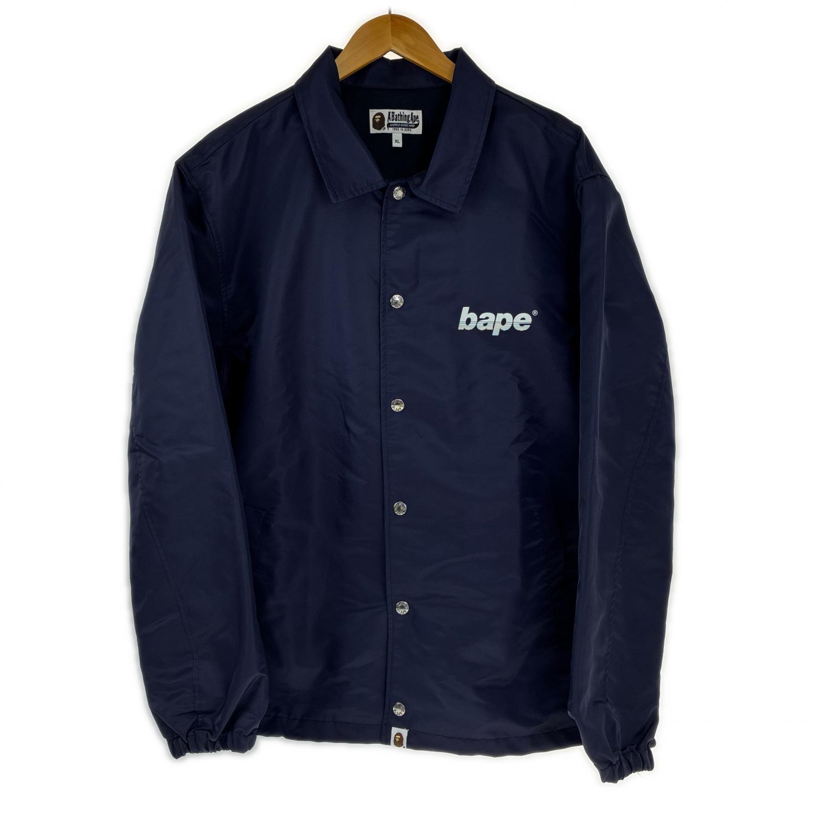 【中古】A BATHING APE アベイシングエイプ ジャケット コーチジャケット SIZE XL 001GDL201009H ネイビー Bランク｜リサイクルビッグバン店