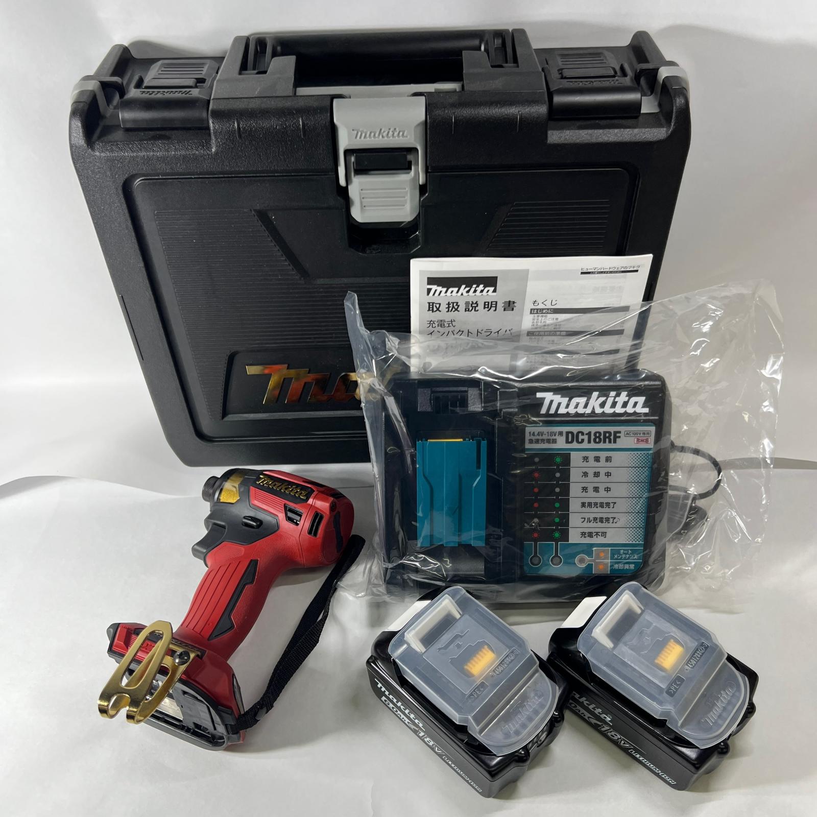 【エントリーポイント10倍｜7/19 20:00-7/26 1:59】【送料無料】【中古】MAKITA マキタ 20周年記念 限定カラー 充電式インパクトドライバ 18V 6Ah バッテリ2本・充電器・ケース付 プレミアムレッド TD173DGXPR プレミアムレッド Sランク｜リサイクルビッグバン店 37,037円