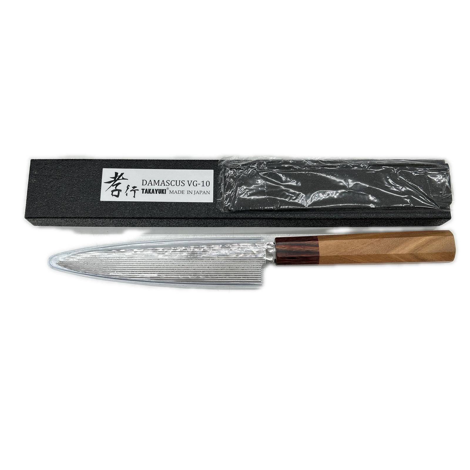 【エントリーポイント10倍｜7/19 20:00-7/26 1:59】【送料無料】【中古】TAKAYUKI 和包丁 牛刀 ダマスカス鋼 和ペテ150ｍｍ Aランク｜リサイクルビッグバン店