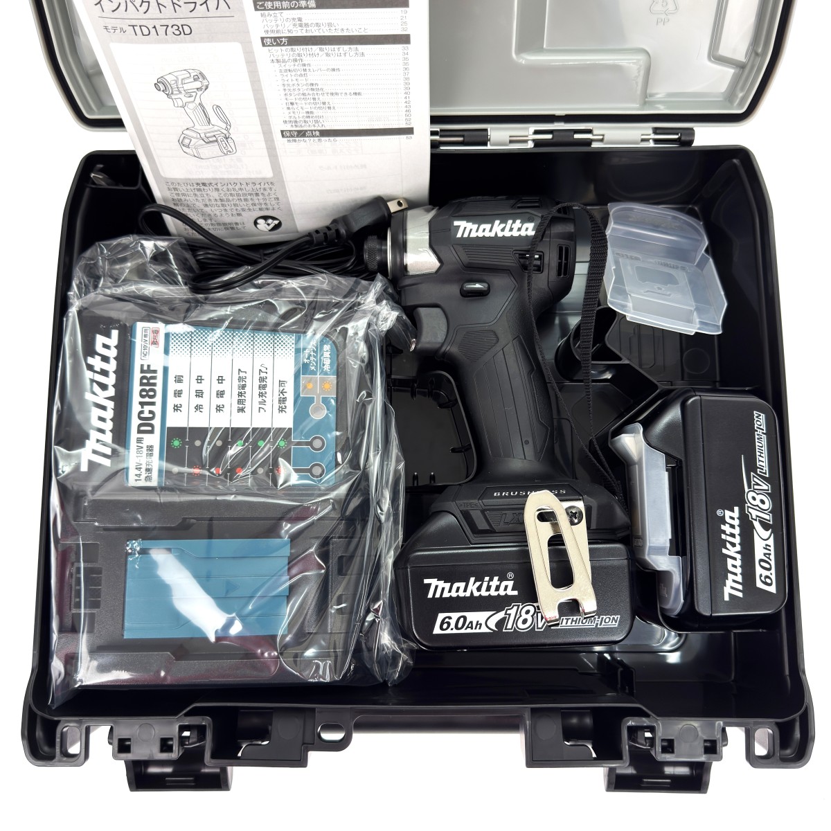 【エントリーポイント10倍|7/19 20:00-7/26 1:59】【送料無料】【中古】MAKITA マキタ 18V 充電式インパクトドライバ TD173DRGXB ブラック 充電器・充電池2個・ケース付 未使用品 Sランク|リサイクルビッグバン店