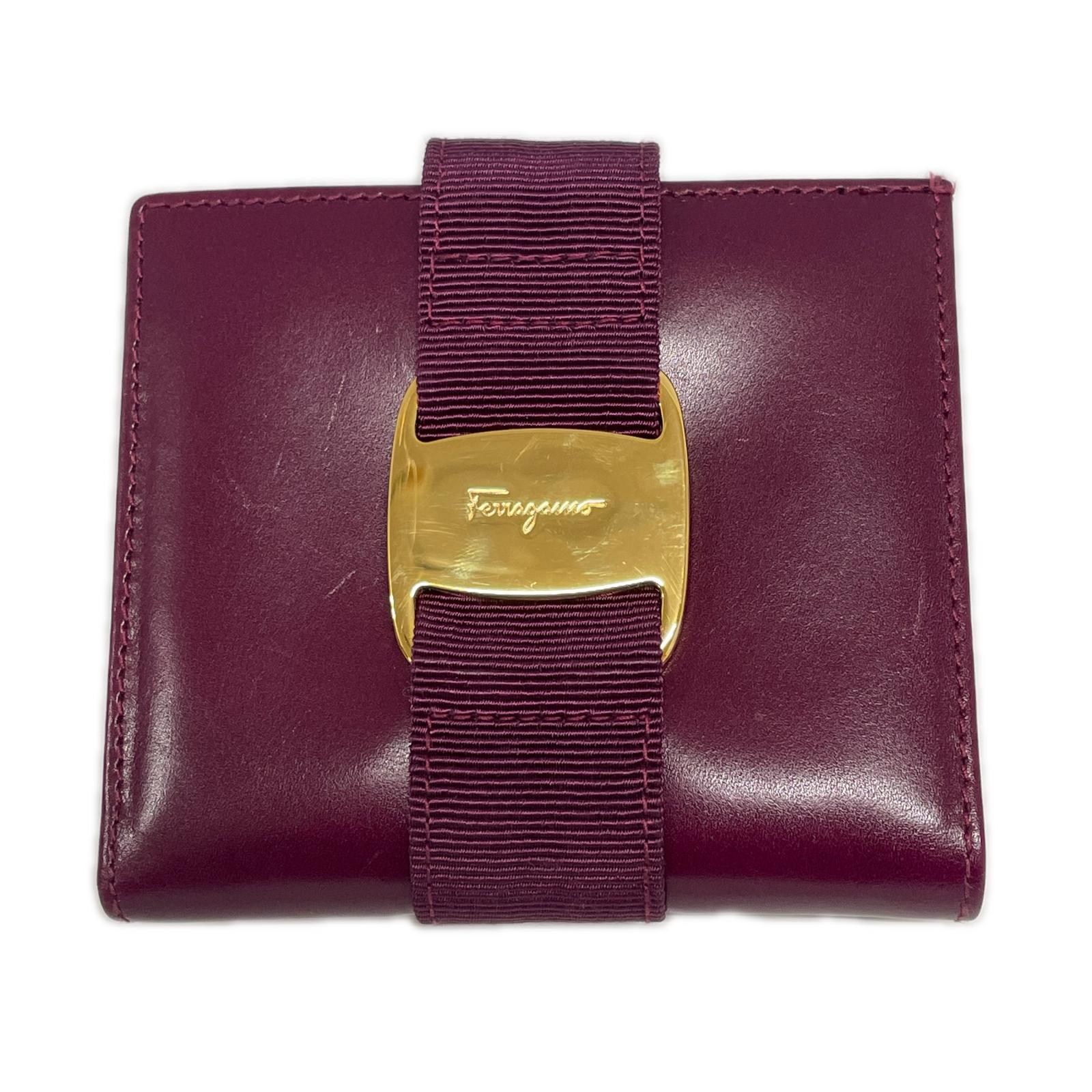 【中古】Ferragamo フェラガモ 二つ折り財布 2203053 パープル Bランク|リサイクルビッグバン店