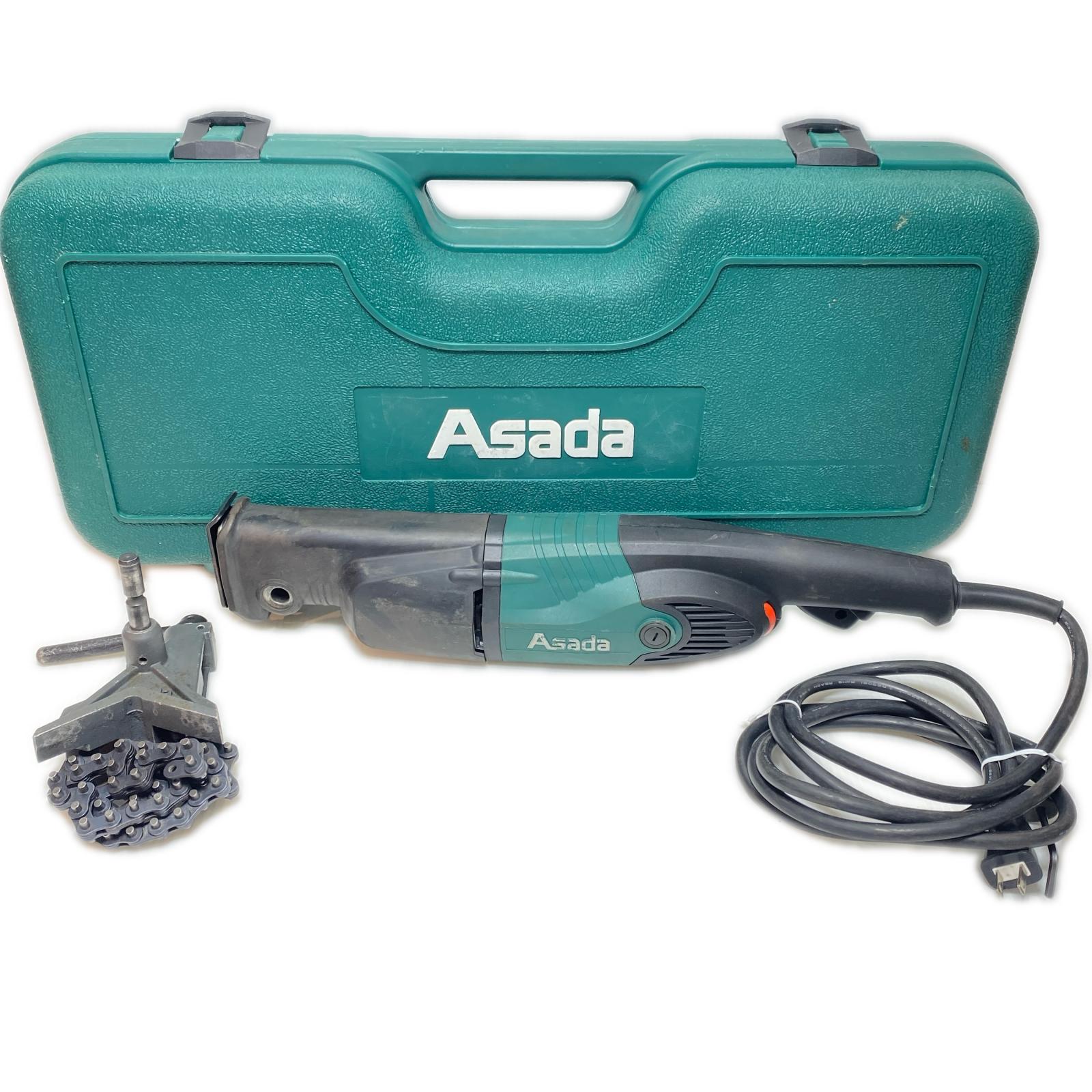 【中古】Asada パイプソー チェーンバイス・ケース・取説付 コード式 200SP グリーン Cランク|リサイクルビッグバン店