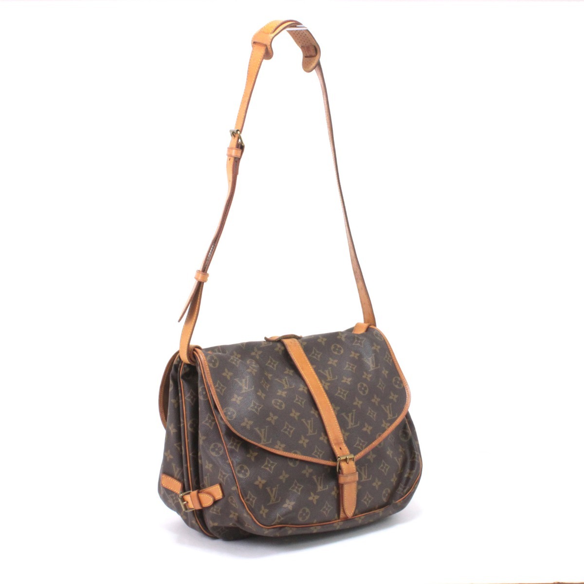 【中古】LOUIS VUITTON ルイヴィトン ショルダーバッグ モノグラム ソミュール35 ヌメ革シミ有 M42254 Cランク｜リサイクルビッグバン店