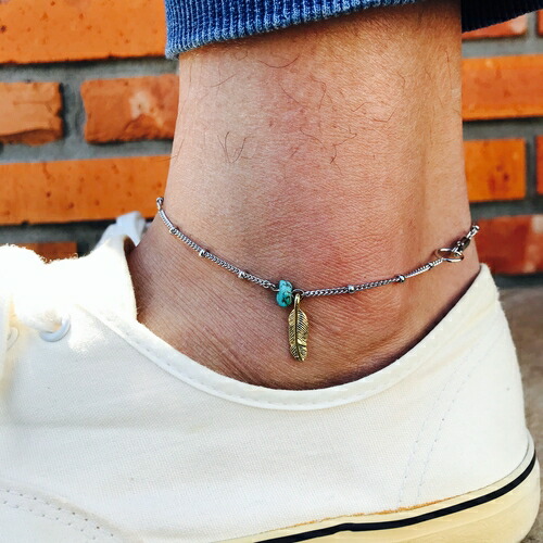 アンクレット メンズ シンプル ターコイズ ゴールド トルコ石 シルバー チェーン メンズアンクレット メンズブレスレット
