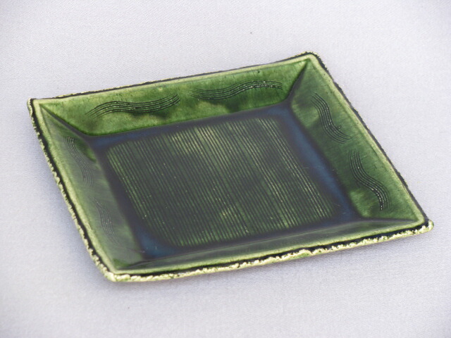 楽天市場】総織部 櫛目 正角 取皿 織部焼 角皿 : 干支お雛様のせともの市場