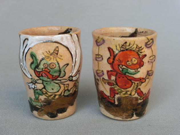 【美濃焼(みのやき)】【酒器/徳利/盃/ぐい呑】【差し上げ物/差し上げ物/祝賀会/内祝い】ぐい呑/風神or雷神