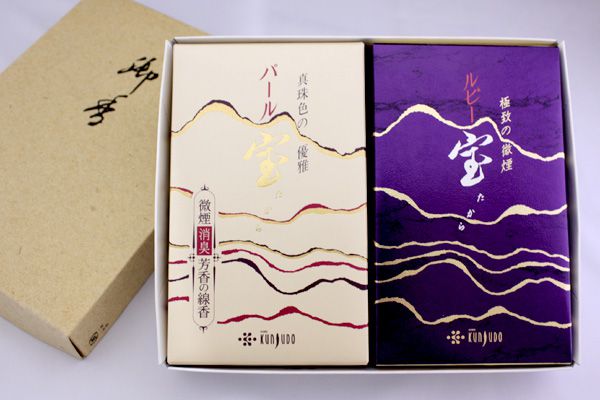 【進物線香2箱セット】【紙箱入】 宝シリーズ【ルビー】＆【パール】 【お線香 お供え物 贈答用 ギフト用】 【楽ギフ_包装】【楽ギフ_のし宛書】