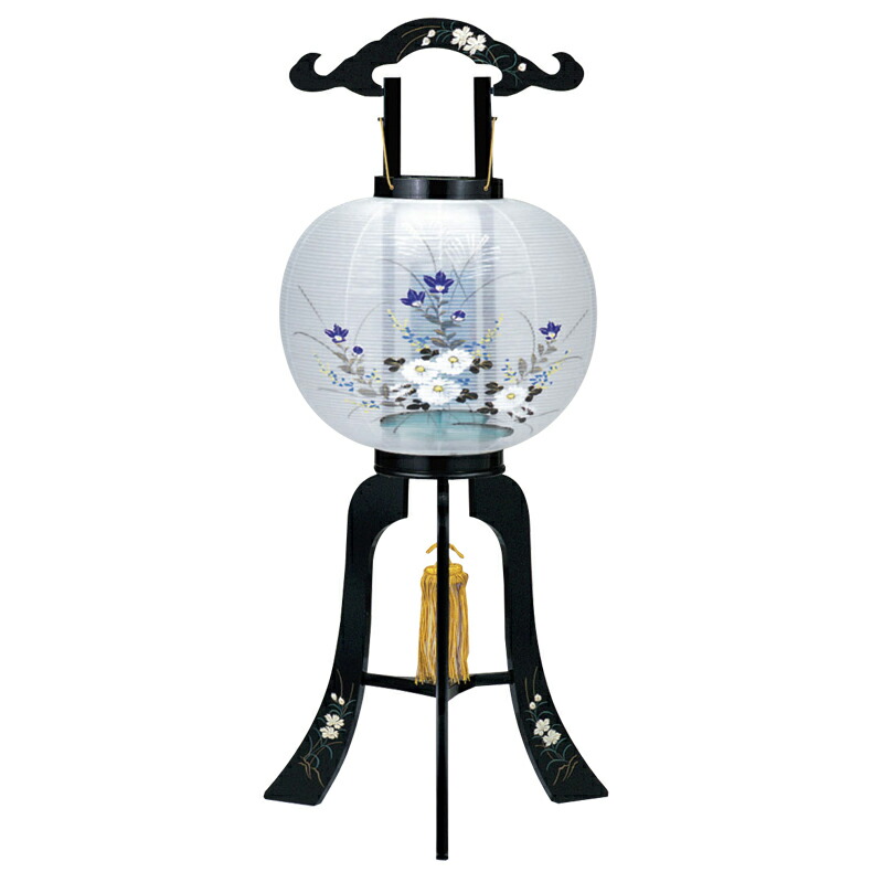 楽天市場】盆提灯 黒塗蒔絵 No.1453 (11号 回転行灯 絹張)/盆