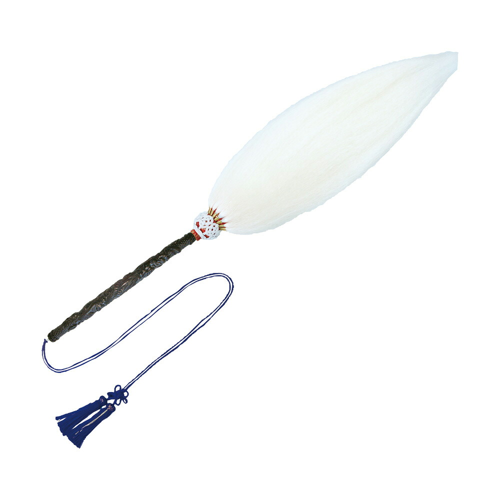 京型払子 龍彫り黒檀柄 正絹房付(紫) (5129-2120) ※受注生産品