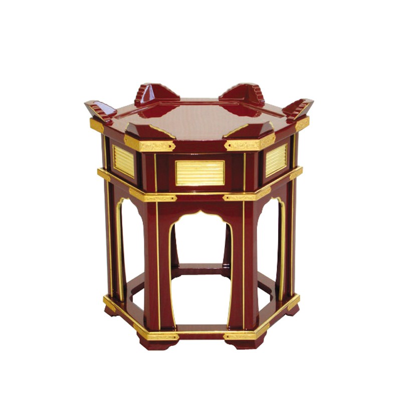 磬子台 立打用杢魚台 朱塗面金箔押 1尺7寸 (3903-1700)
