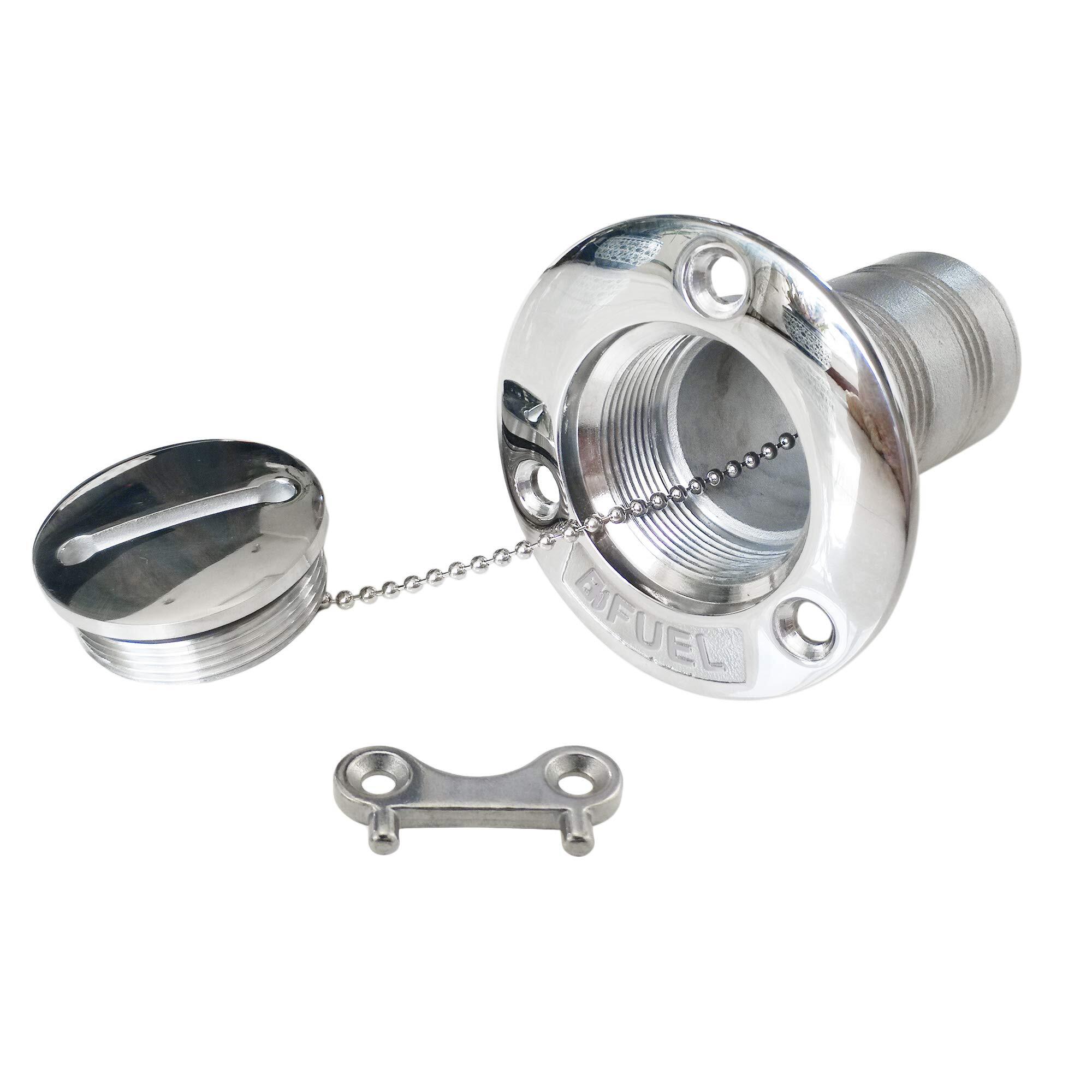鋳造 1-1/2インチ (38mm) ボート燃料デッキフィル/フィラー キーキャップ付き マリン 316 ステンレススチール ハードウェア ボート ヨット キャラバン用