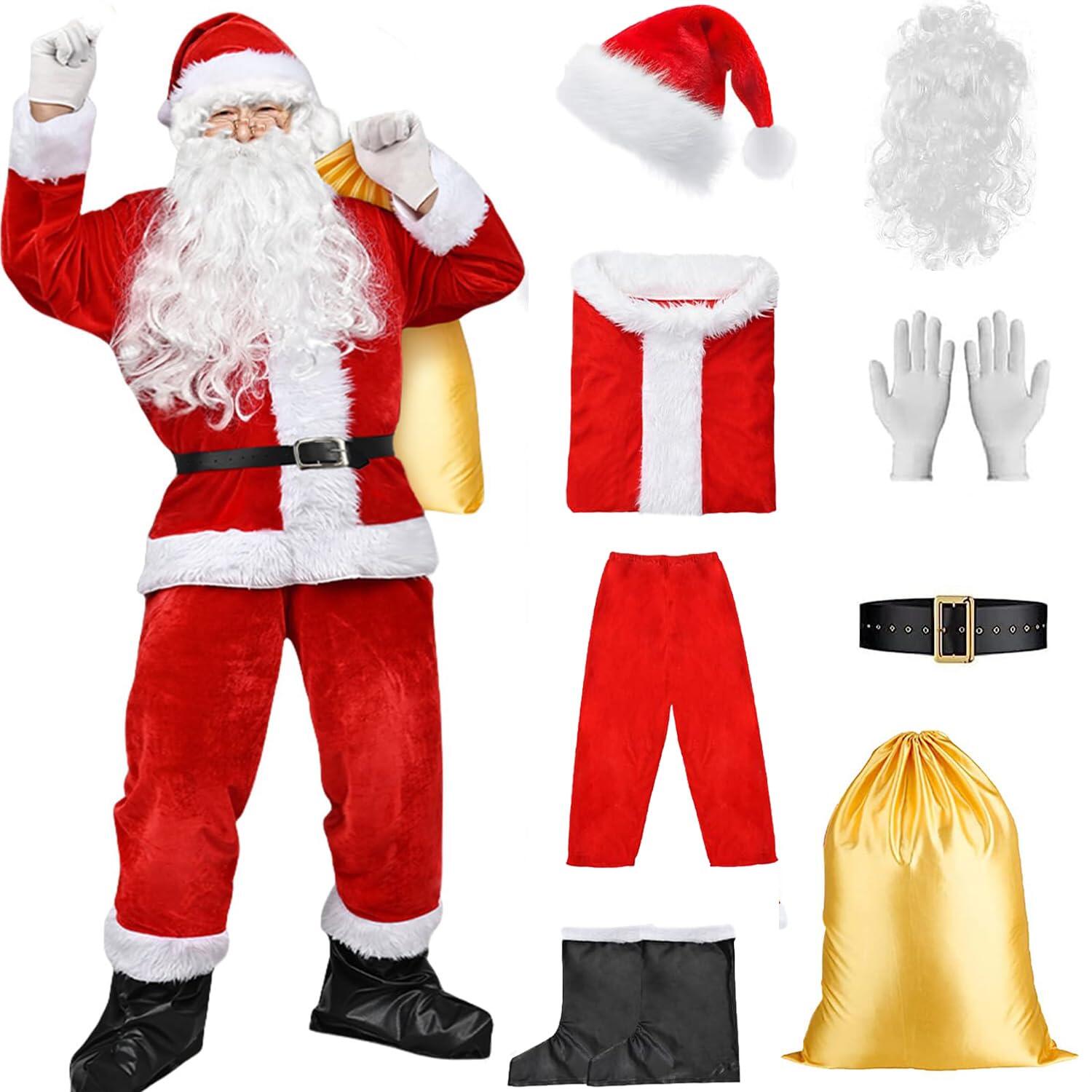 【8点セット】サンタクロース 衣装サンタ コスプレ コスチューム 厚手 大人用 クリスマス 仮装 サンタコスプレ衣装 クリスマスコスプレ サンタクロース 仮装 イベント パーティー 舞台 新年会 文化祭