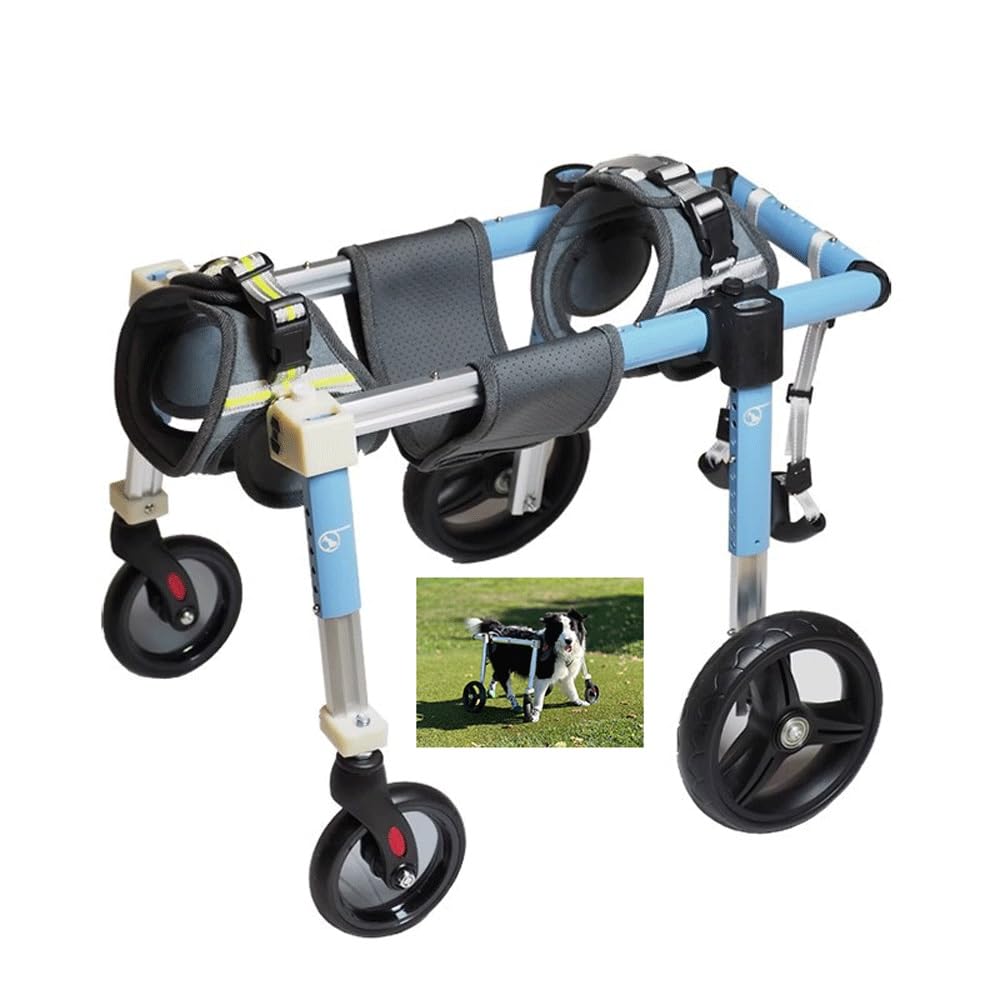犬 車椅子 4輪/2輪変換可能 大型犬中型犬小型犬対応 折りたたみ式 歩行補助車 軽量アルミフレーム 通気性パッド付き 前後輪セット (老犬・足腰が弱った犬・回復期のペット用)|雅和屋