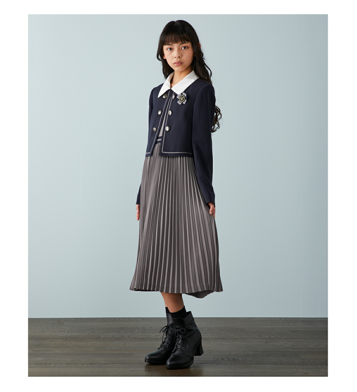 卒業式 ワンピース スーツ 女の子 グレー フォーマル 150 165 小学生 お受験 Decora ゆったりサイズ 160 Pinky S 170 子供服 小学校卒業式スーツ 冠婚葬祭 ジュニアスーツ 子供スーツ 140 3点セット 服 女児