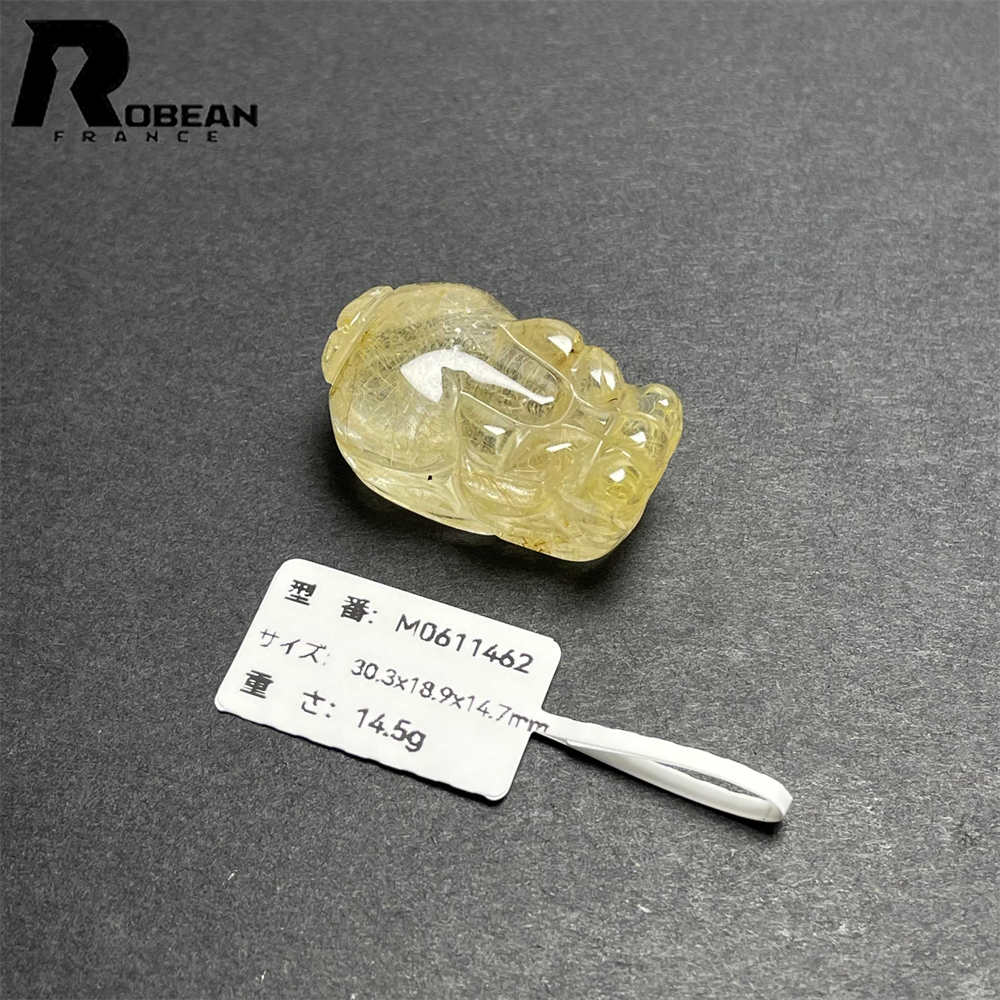 好いたらしい EU製 ★ROBEAN・タイチンルチル・貔貅★先だつもの針石英 ゴールド 付属品 天然石 金運 穴開け 差し上げ物 手当て 差し上げ物 30.3*18.9*14.7粍 M0611462