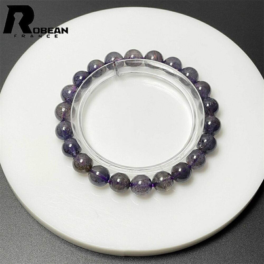 逸品 EU製 ★ROBEAN・キラキラアイオライト★パワーストーン ブレスレット アクセサリー 天然石 原石 お守り プレゼント ギフト 浄化 高級 夢色 開運 綺麗 8.3-8.8mm M0519273