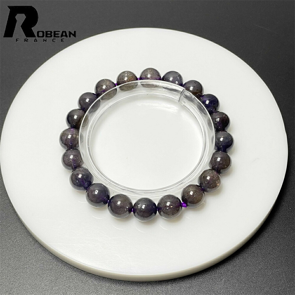 高級 EU製 ★ROBEAN・キラキラアイオライト★パワーストーン ブレスレット アクセサリー 天然石 原石 お守り プレゼント ギフト 浄化 高級 夢色 開運 綺麗 9.4-9.7mm M0519274