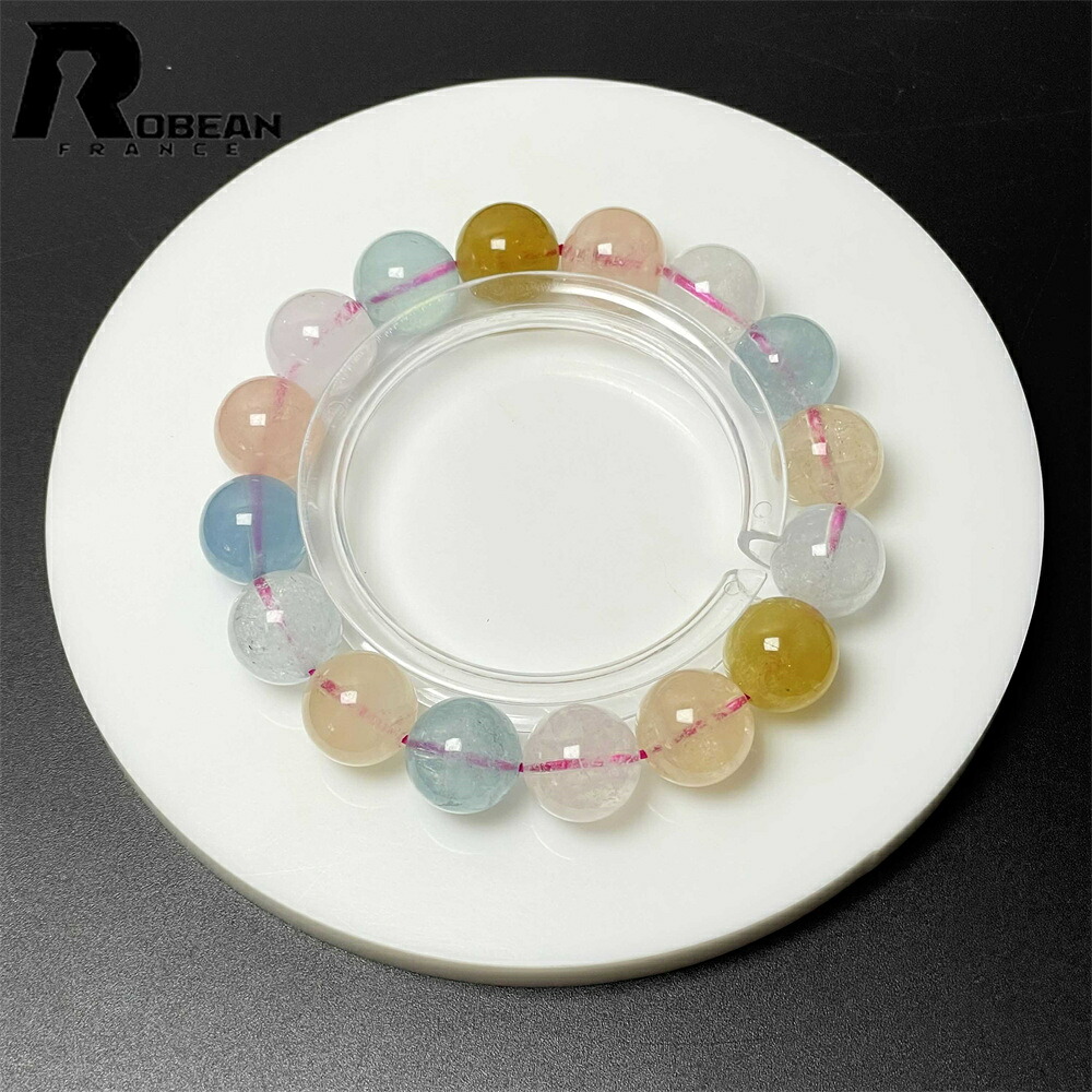 綺麗 EU製 ★ROBEAN・モルガナイト ブレスレット★ブレスレット パワーストーン アクセサリー 高級 レア 水晶 天然石 開運 金運 綺麗 プレゼント ギフト お守り 12.7-13.2mm M0716904