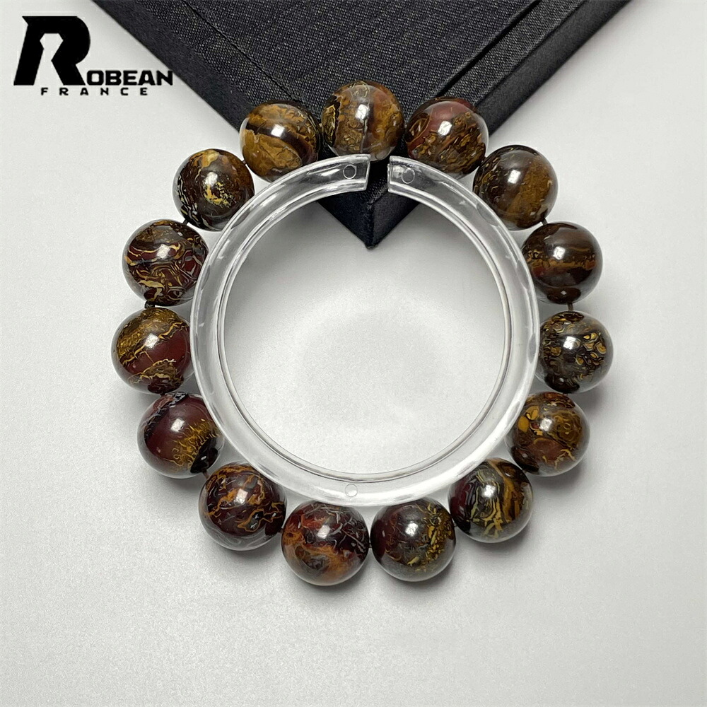 高級 EU製 ★ROBEAN・ボルダーオパール★ブレスレット パワーストーン 天然石 綺麗 お守り アクセサリー 高級 レア 水晶 金運 綺麗 プレゼント ギフト きれいめ 幸運 贈り物 13.4-14.3mm L0321269|ROBEAN・宝石