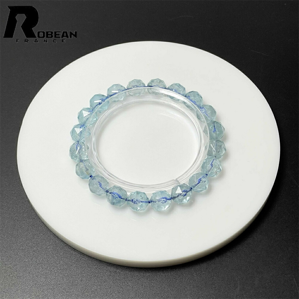 上級 EU製 ★ROBEAN・ブルートパーズ★スターカット ブレスレット パワーストーン 天然石 アクセサリー 綺麗 お守り 水晶 綺麗 プレゼント ギフト きれいめ 幸運 贈り物 8.3-9.1mm M0406831