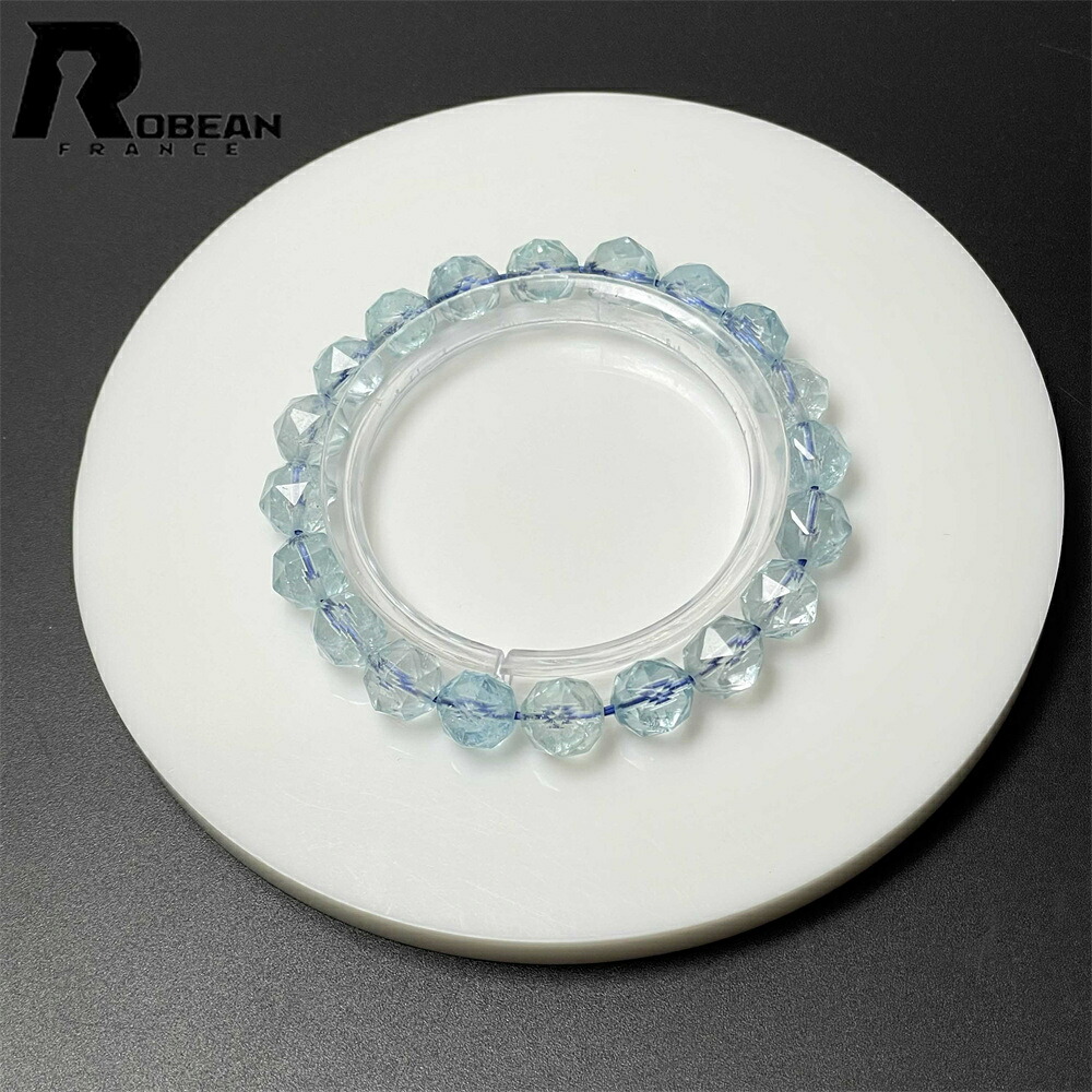 綺麗 EU製 ★ROBEAN・ブルートパーズ★スターカット ブレスレット パワーストーン 天然石 アクセサリー 綺麗 お守り水晶 綺麗 プレゼント ギフト きれいめ 幸運 贈り物 8.3-8.8mm M0406834