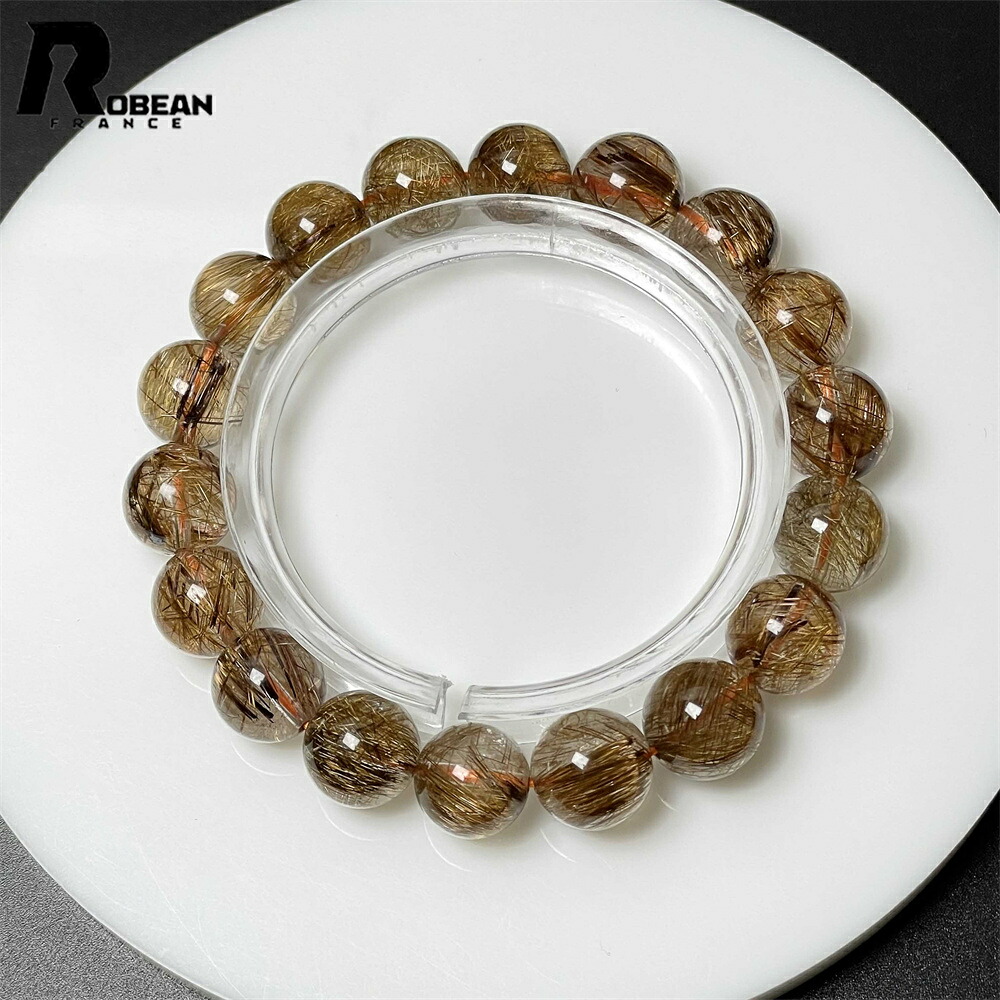 夢色 EU製 ★ROBEAN・銅髪ルチルクォーツ★腕輪 力強さ石ころ 天然石 好いたらしい 金運 子守り レゼント 差し上げ物 好いたらしいめ 仕合わせ 差し上げ物 10.9-11.9粍 M0225390