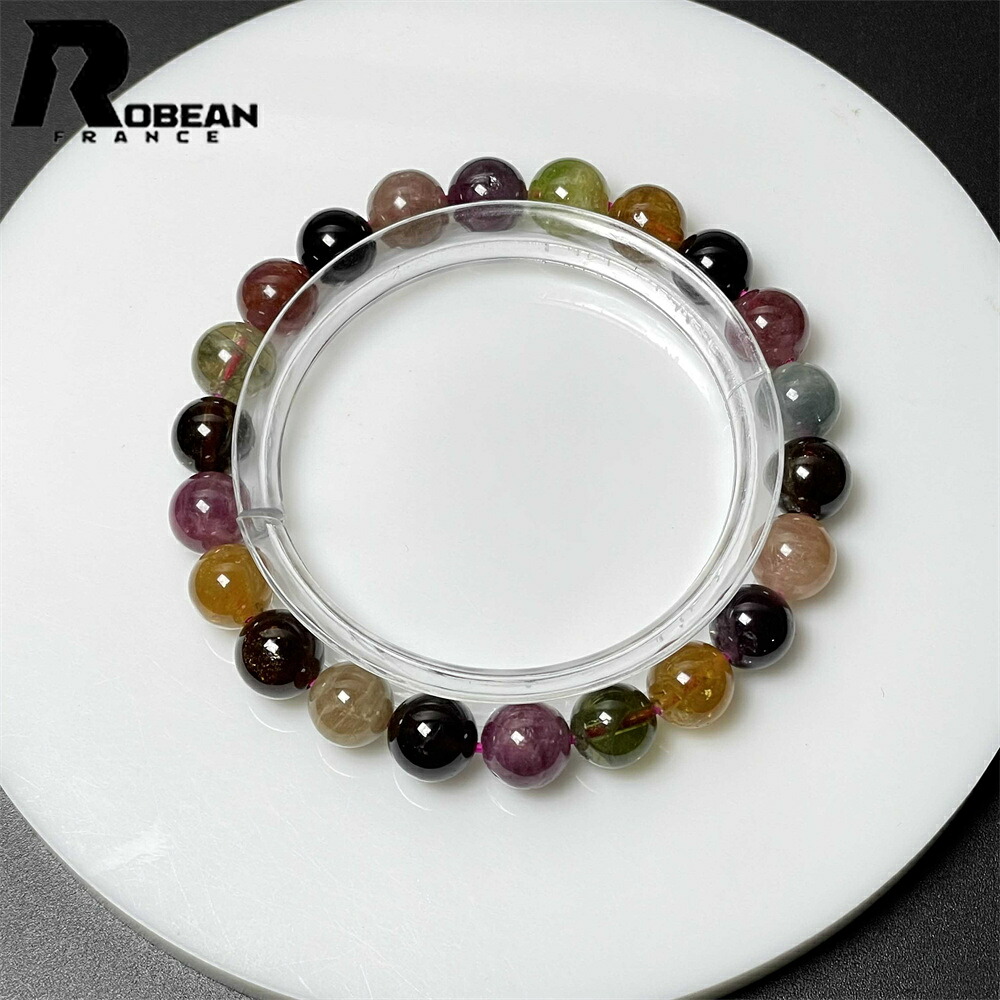 珠玉 EU製 ★ROBEAN・ミックスカラートルマリン★付属品 腕輪 力強さ石ころ 天然石 癒し 原石 好いたらしい 護身符 レゼント 差し上げ物 好いたらしいめ 仕合わせ 差し上げ物 8.4-8.9粍 M0212241
