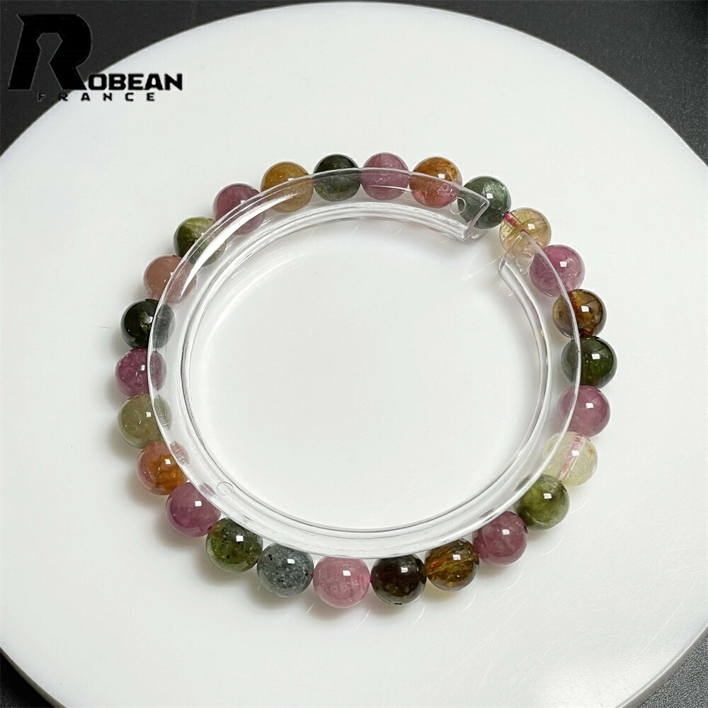 好いたらしい EU製★ROBEAN・ミックスカラートルマリン★腕輪 力強さ石ころ 天然石 好いたらしい 付属品 天然石 開運 好いたらしい 差し上げ物 差し上げ物 メンズ レディース 男女兼用 護身符 好いたらしい 仕合わせ 差し上げ物 飛び切り 約6.9-7.3粍 M918797