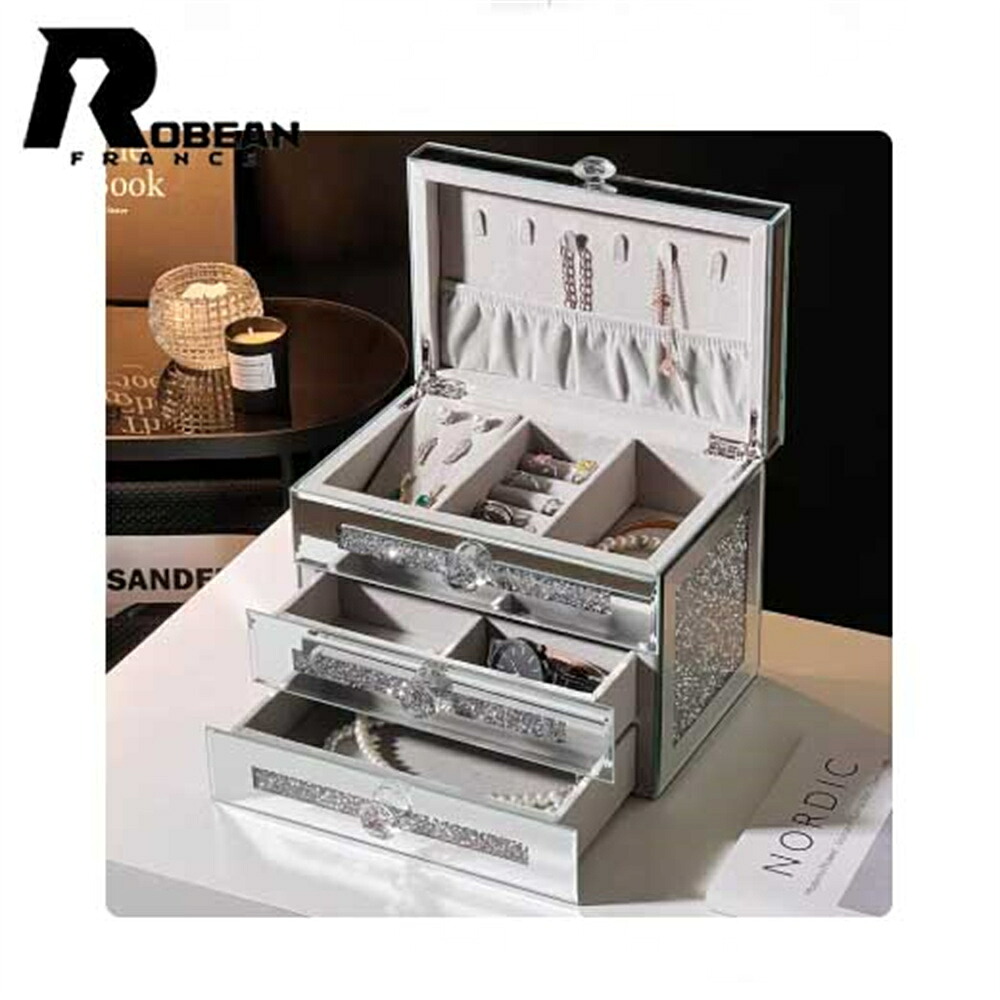 【多層式】★ROBEAN★宝飾品ボックス席 ピアス イヤリング 輪っか 頸飾り 腕輪 珠玉納める 雅びやか金剛石かざり付ける 今めかしい 宝飾品容れもの 間仕切り付き添い人 小物取り片づける 頸飾り納める 指環納める 一緒になる祝い事 差し上げ物 差し上げ物用 晴れ晴れしい目論む 生まれ落ちる日 不死化日
