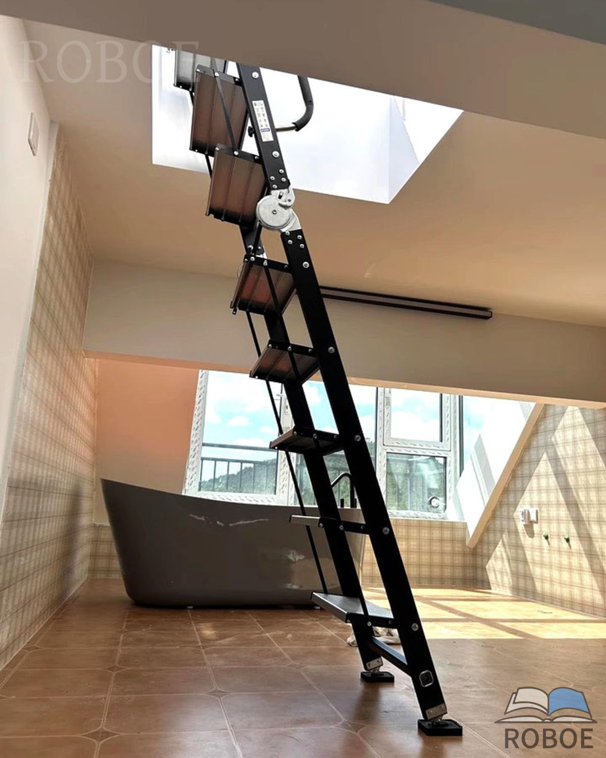 屋根裏部屋 上がり段 屋根裏部屋上がり段 8、9、10、11、12、13段折りたたみ式屋根裏部屋屋根裏部屋掛けはしご、 上昇限度駆け込み寺掛けはしご、 窓/明かりとり/屋上用ア