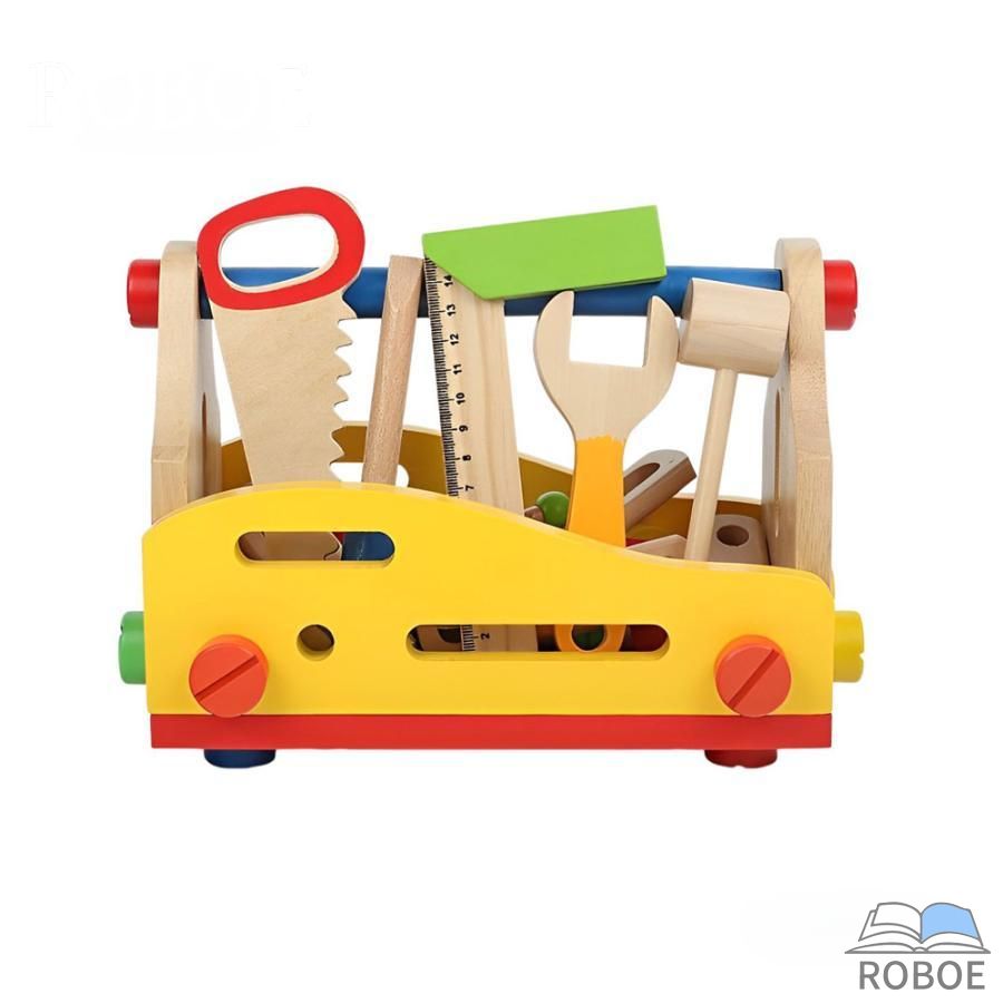 モンテッソーリ玩具 3歳 4歳 5歳 組み立て はめこみ 大工さん玩具 工具おもちゃ 知育 指先の器用さ 54PCS 本物とそっくりB0DWG4HKJF