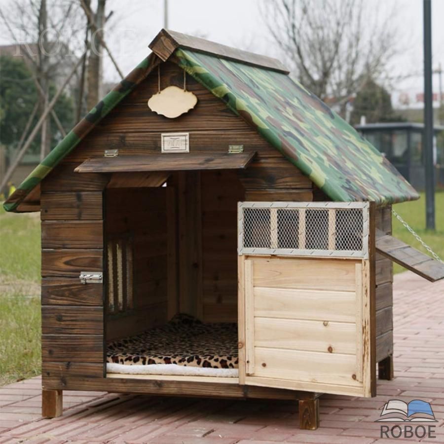 犬掘っ立て小屋、大型犬の悧巧の室外犬掘っ立て小屋風通し生あたたかい防風防ガラス雨炭化堕落腐敗兼ね合いしたと耐久性のある中国樅特大室外犬掘っ立て小屋 M:48*56珊