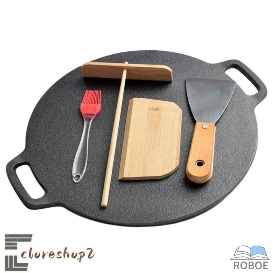 クレープパン 30cm クレープ トンボ付き IH対応 クレープメーカー クレープ焼き器 フライパン 味付け済みの鋳鉄フライパン コーティング