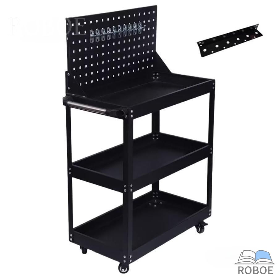 ツールワゴン ツールカート 工具ワゴン 工具カート 3段 ドライバーホルダー キャスター付 耐荷重165KG メッシュパネル付 ハンドル付 360