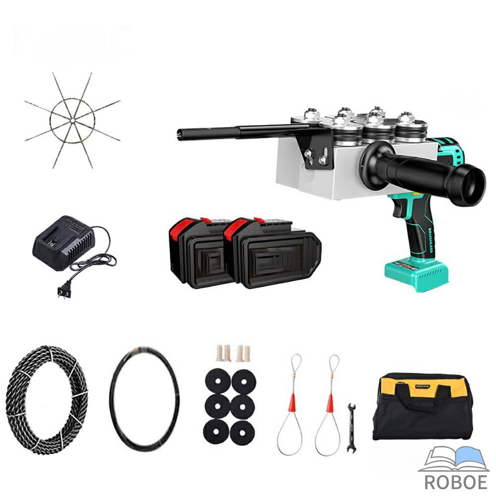 自動電線張込機 1350r/minコードレス通し機 携帯用張込電線引抜機 軽量コンパクト 工事用 水力通信 住宅装飾 2battery