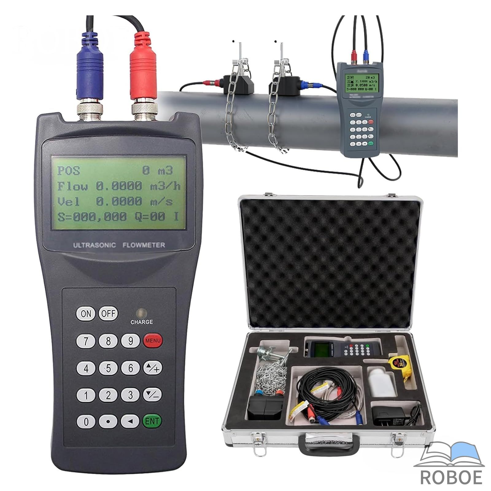 超音波流束計、TDS-100H 高正確性 携帯型流束計 デジタル計 流動体水抑えつける計 計カウンタ RS232インターフェースハンドヘルド 超音波計