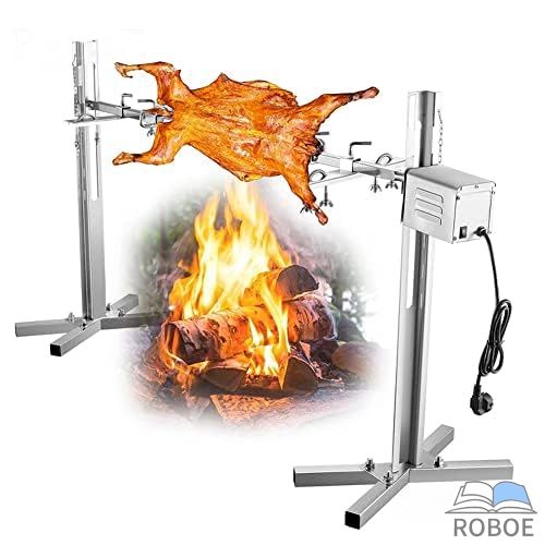 回転型 丸焼き機 70KG電気ロースター、ステンレススチールロティサリーグリル、15Wモーター小型豚ラムロティサリーロースター、キャンプ 23,741円