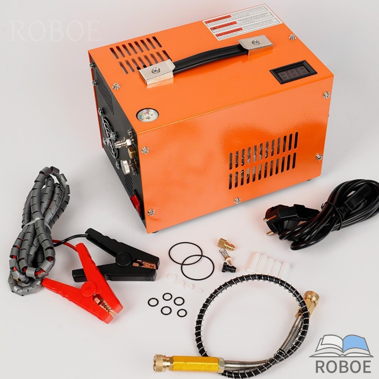 新登場PCP エアコンプレッサー、4500psi 30MPa DC 12V または 110v AC 高圧エアポンプ 電源アダプター内蔵、自動シャットオフ オイル/ウ