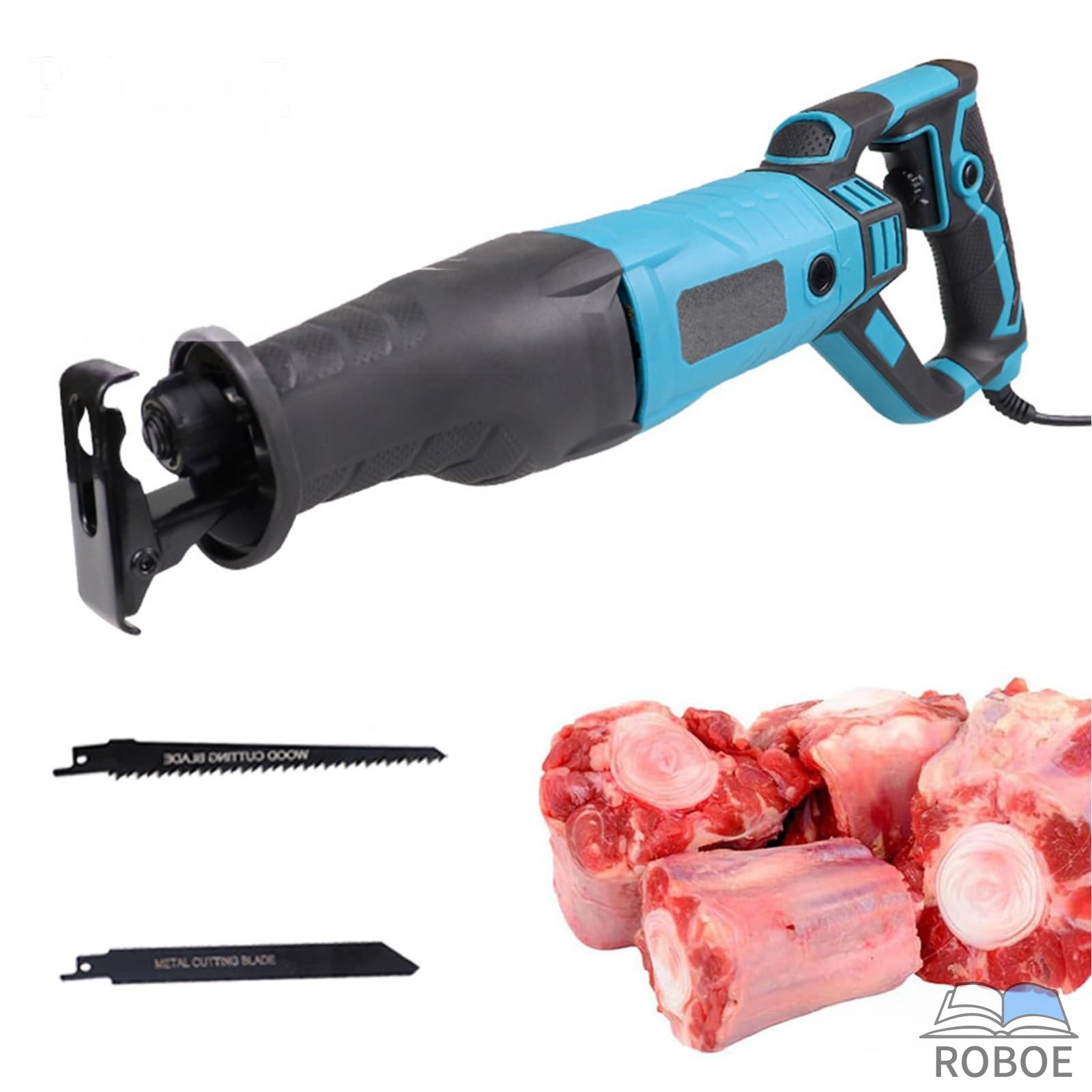 肉骨鋸盤 電気骨鋸 ハンドチェーンソー 商業家庭用レシプロソ 1050W 360°ハンドルは回転可能 6段変速調整 2.25mの超長ケーブル プラグ