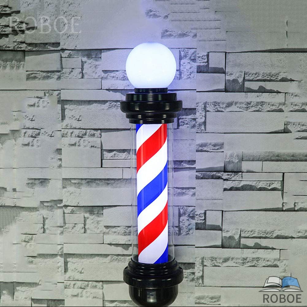 【店舗の人気商品!】サインポール 理容 屋外，LEDバーバーポール - レッドブルーホワイトスピニングストライプサイン - バーバーショッ