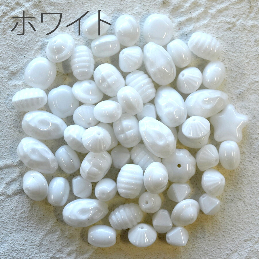 Robul R 【楽天市場】チェコビーズ アソート ホワイト 白 ボヘミアン ミックス バラエティ セット 約50g ガラス ビーズ アクセサリー パーツ ...