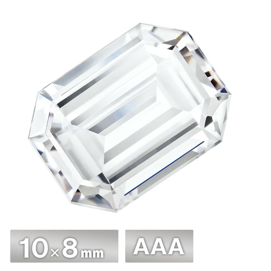 キュービックジルコニア オクタゴン 10&times;8mm AAA ホワイト 50個 パーツ アクセサリー ストーン ハンドメイド｜チェコビーズのローブル
