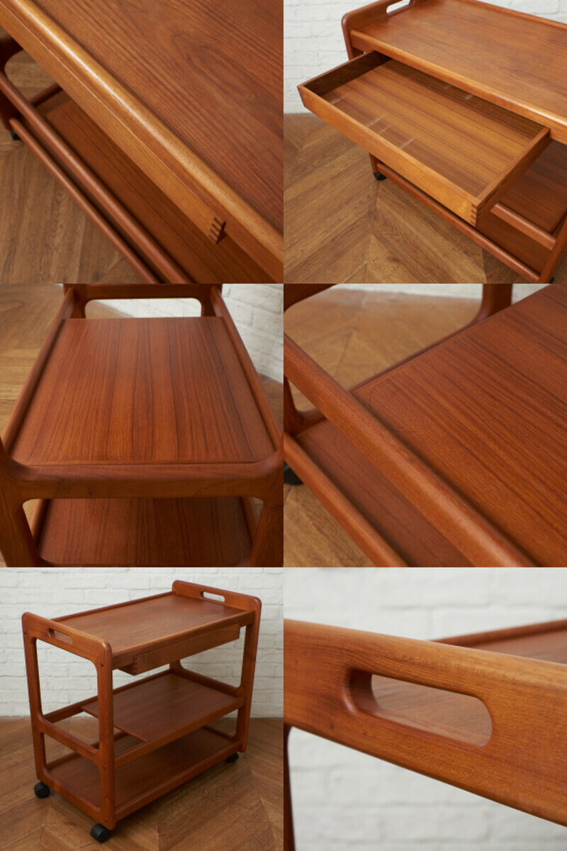 Izf デンマーク 製 ティートロリー チーク 北欧 ヴィンテージ 引き出し キャスター 木製 収納棚 キッチン ワゴン サイドテーブル Butlerchimneys Com